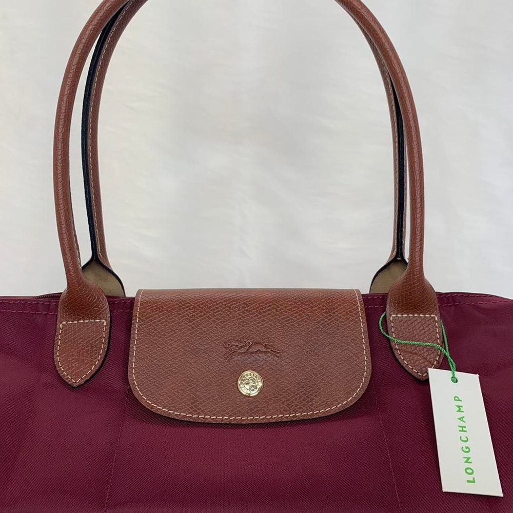 NWT Longchamp Le Pliage Original Burgundy Medium Handbag Canvas Shoulder Tote M - Picture 5 of 7